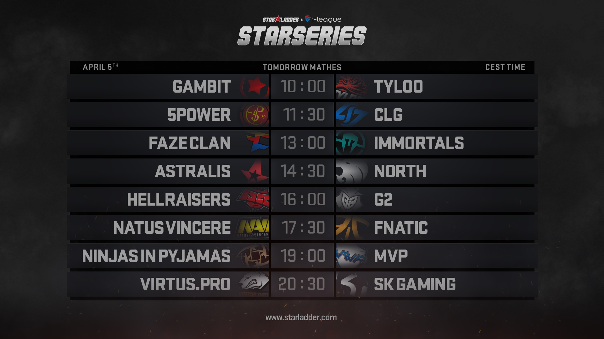 Day Two Schedule For Csgo Starseries Starladdercom